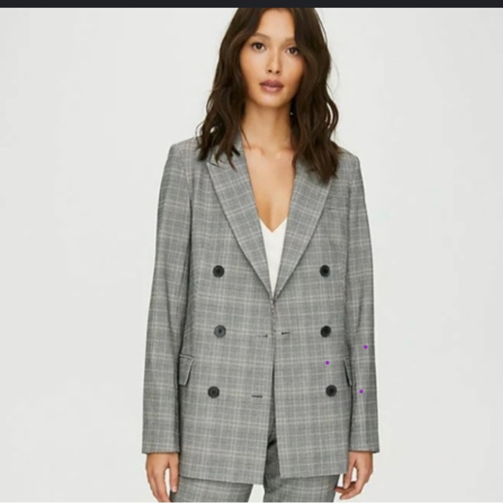 Babaton Grey Plaid Blazer
